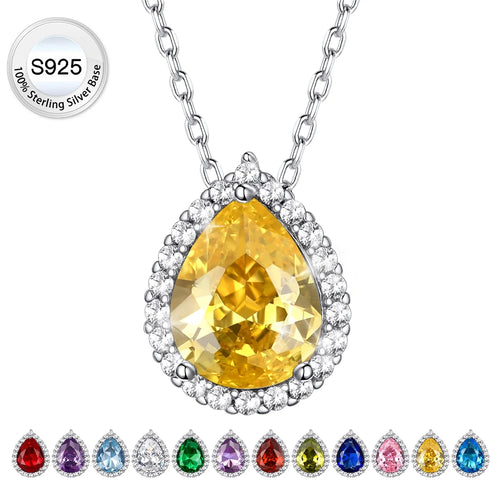 Birthstone Necklace November Citrine Pear Pendant Necklace for Women Pure Sterling Silver Jewelry Valentine'S Day Gifts for Wife Daughter Mother