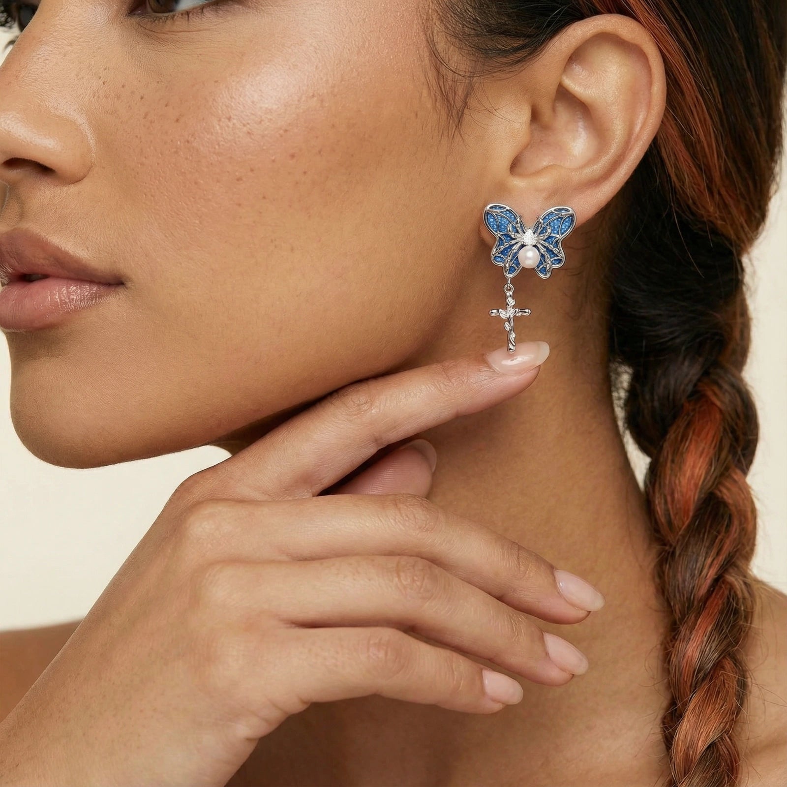 Butterfly Cross Earrings