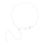 Minimalist sterling silver necklace with three brushed leaf-shaped pendants on delicate chain against white background