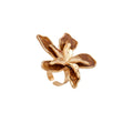 Large rose gold ring with marbled brown enamel petals in a sculptural flower design