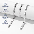 Solid 925 Sterling Silver Men Jewelry, 5Mm Flat Curb Cuban Link Chain Necklace