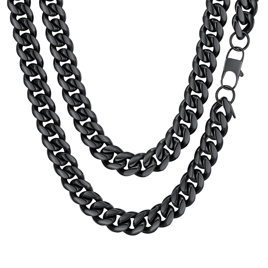 Cuban Link Chain Necklace for Mens 14 MM Men Jewelry Punk Black Bicycle Chain Mens Gifts for Dad