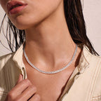 Solid 925 Sterling Silver Men Jewelry, 5Mm Flat Curb Cuban Link Chain Necklace