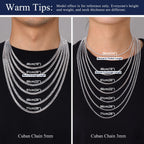Solid 925 Sterling Silver Men Jewelry, 5Mm Flat Curb Cuban Link Chain Necklace