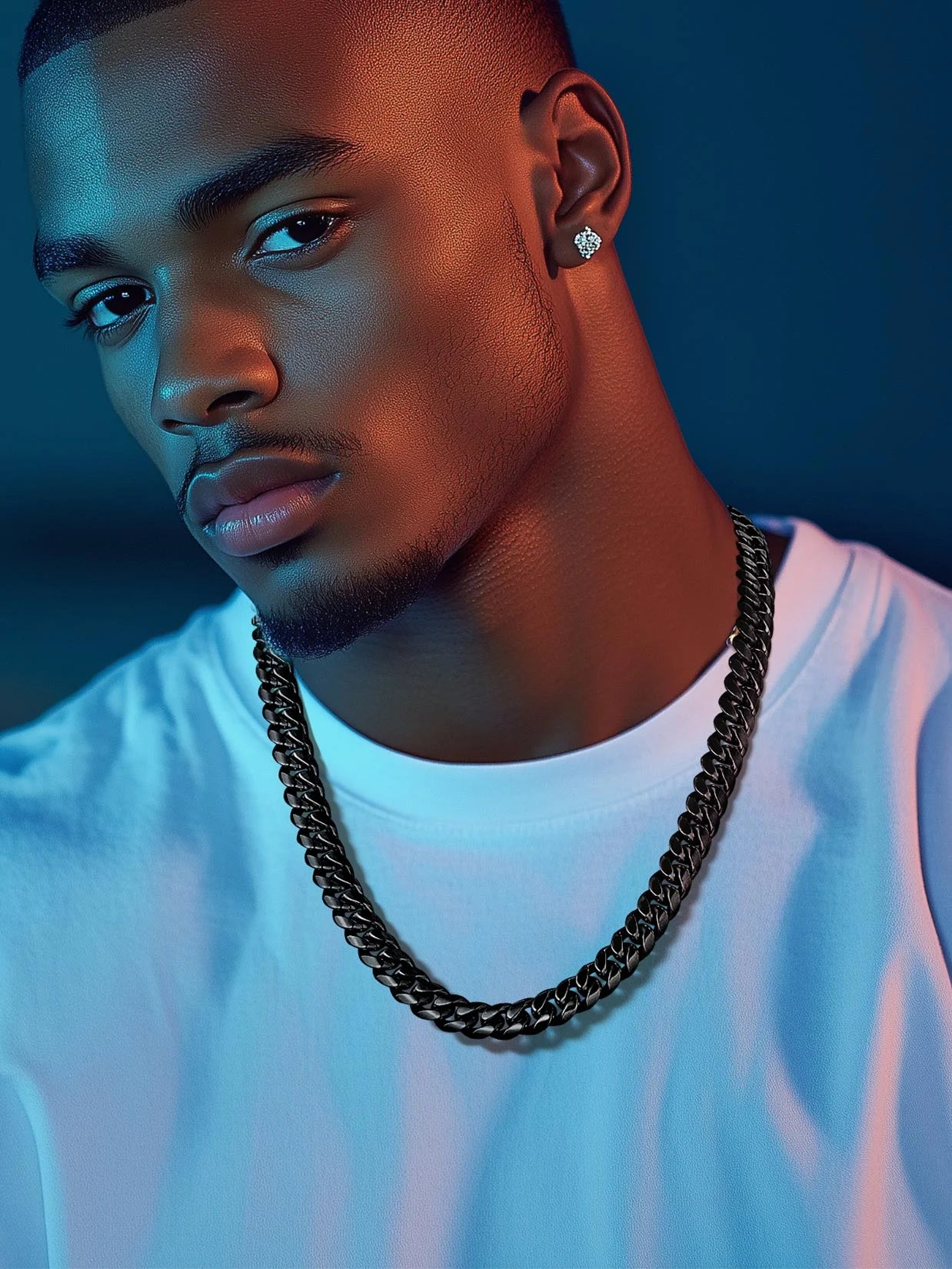 Cuban Link Chain Necklace for Mens 14 MM Men Jewelry Punk Black Bicycle Chain Mens Gifts for Dad