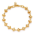 Oval Bold Chunky Bracelet 14K Gold Plated Simple Jewelry Gift for Women and Men
