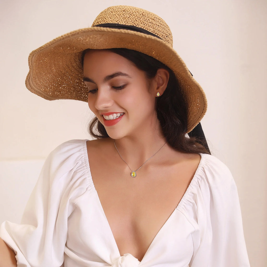Birthstone Necklace November Citrine Pear Pendant Necklace for Women Pure Sterling Silver Jewelry Valentine'S Day Gifts for Wife Daughter Mother