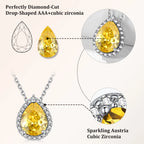 Birthstone Necklace November Citrine Pear Pendant Necklace for Women Pure Sterling Silver Jewelry Valentine'S Day Gifts for Wife Daughter Mother